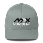 MxNumbers Flexfit Hat with Gray Undervisor- Black with White Arrow Logo - MxNumbers