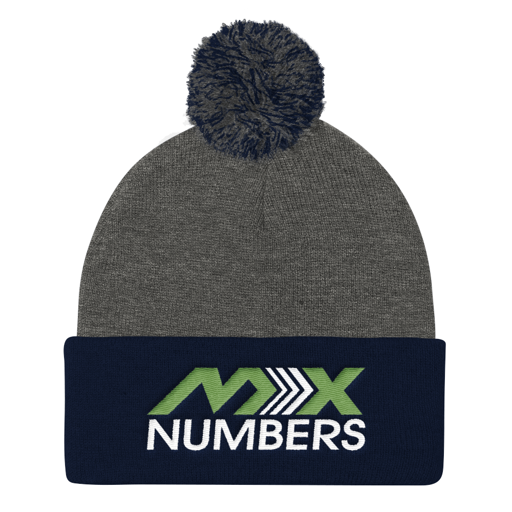 Pom Pom Knit Beanie - Kiwi Green with White Arrow Logo - MxNumbers