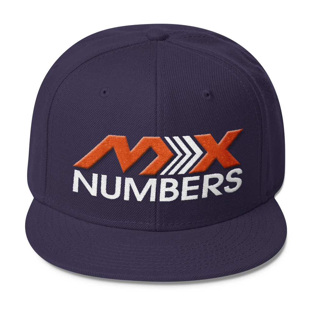 MxNumbers Snapback Hat with Gray Undervisor- Orange with White Arrow Logo - MxNumbers