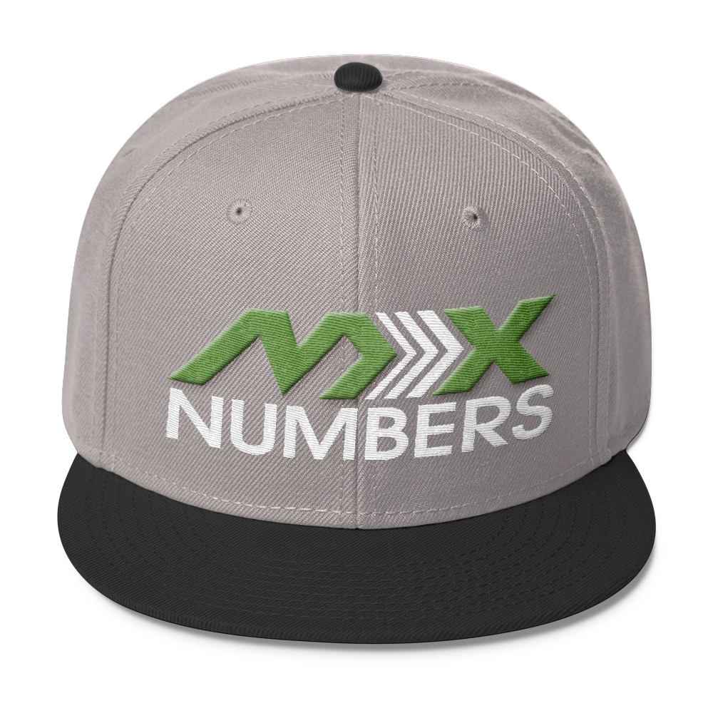 MxNumbers Snapback Hat with Gray Undervisor- Kiwi Green with White Arrow Logo - MxNumbers