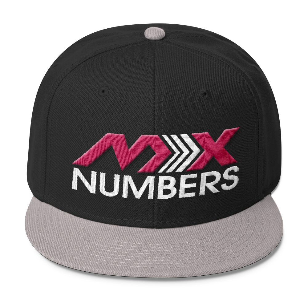 MxNumbers Snapback Hat with Gray Undervisor- Pink with White Arrow Logo - MxNumbers