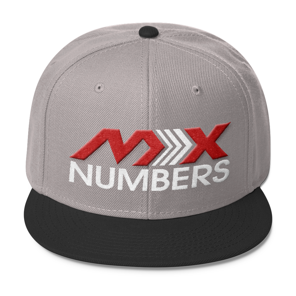 MxNumbers Snapback Hat with Gray Undervisor- Red with White Arrow Logo - MxNumbers