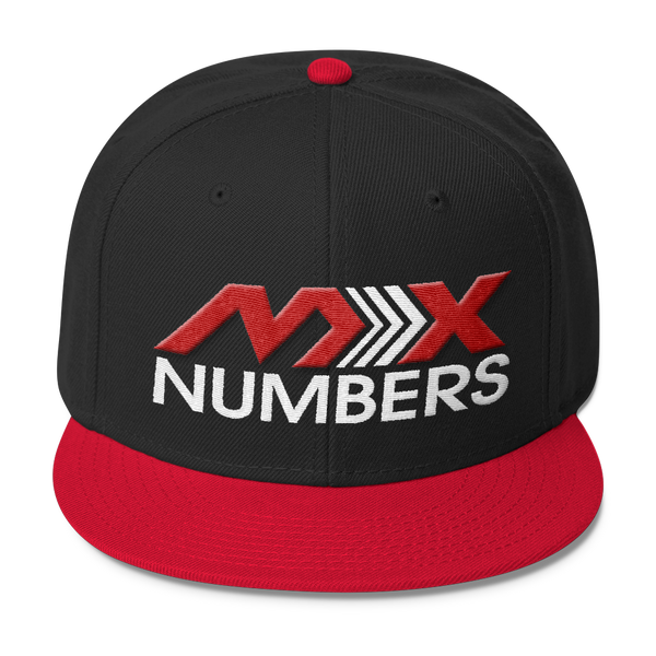MxNumbers Snapback Hat with Gray Undervisor- Red with White Arrow Logo - MxNumbers