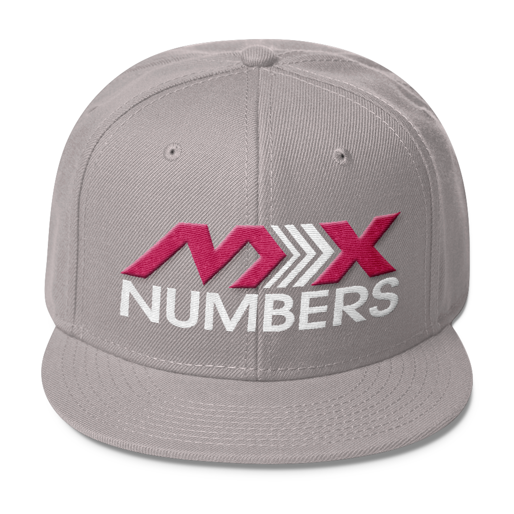 MxNumbers Snapback Hat with Gray Undervisor- Pink with White Arrow Logo - MxNumbers