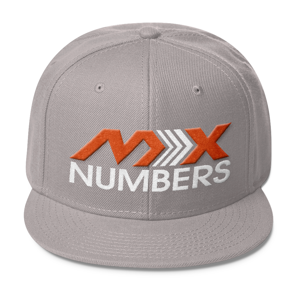 MxNumbers Snapback Hat with Gray Undervisor- Orange with White Arrow Logo - MxNumbers