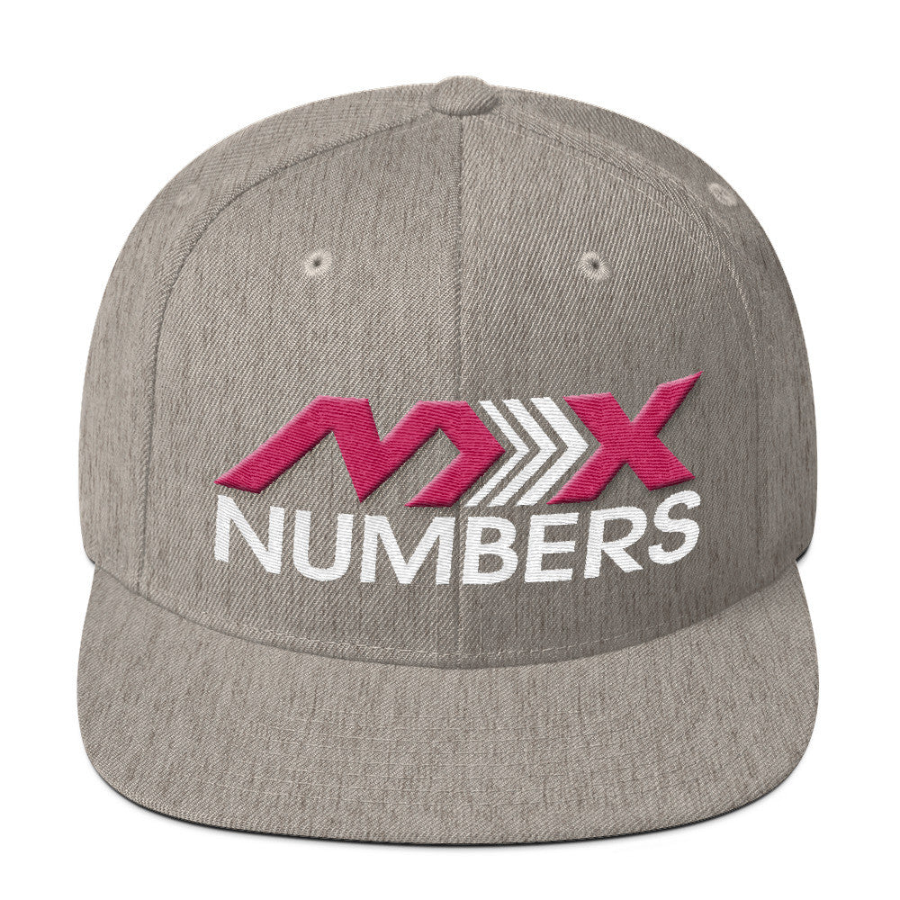 MxNumbers Snapback Hat with Green Undervisor- Pink with White Arrow Logo - MxNumbers