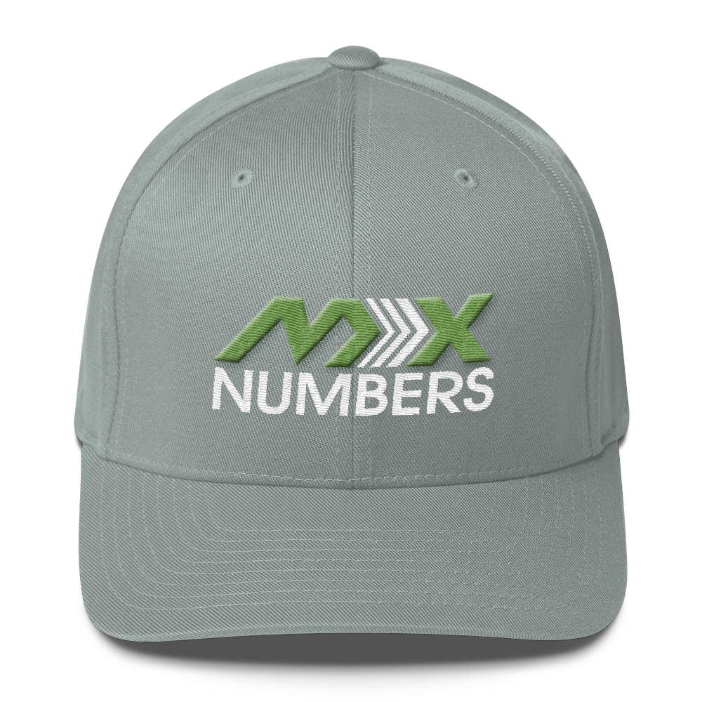 MxNumbers Flexfit Hat with Gray Undervisor- Kiwi Green with White Arrow Logo - MxNumbers