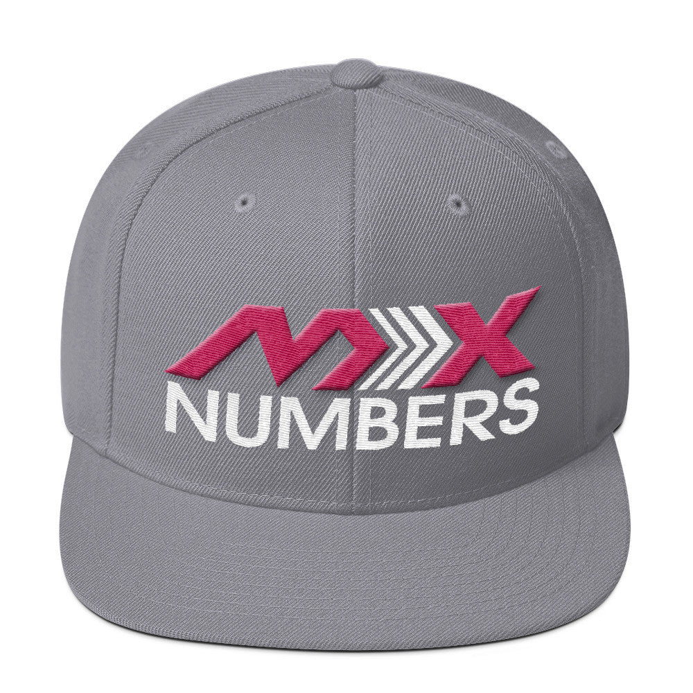 MxNumbers Snapback Hat with Green Undervisor- Pink with White Arrow Logo - MxNumbers