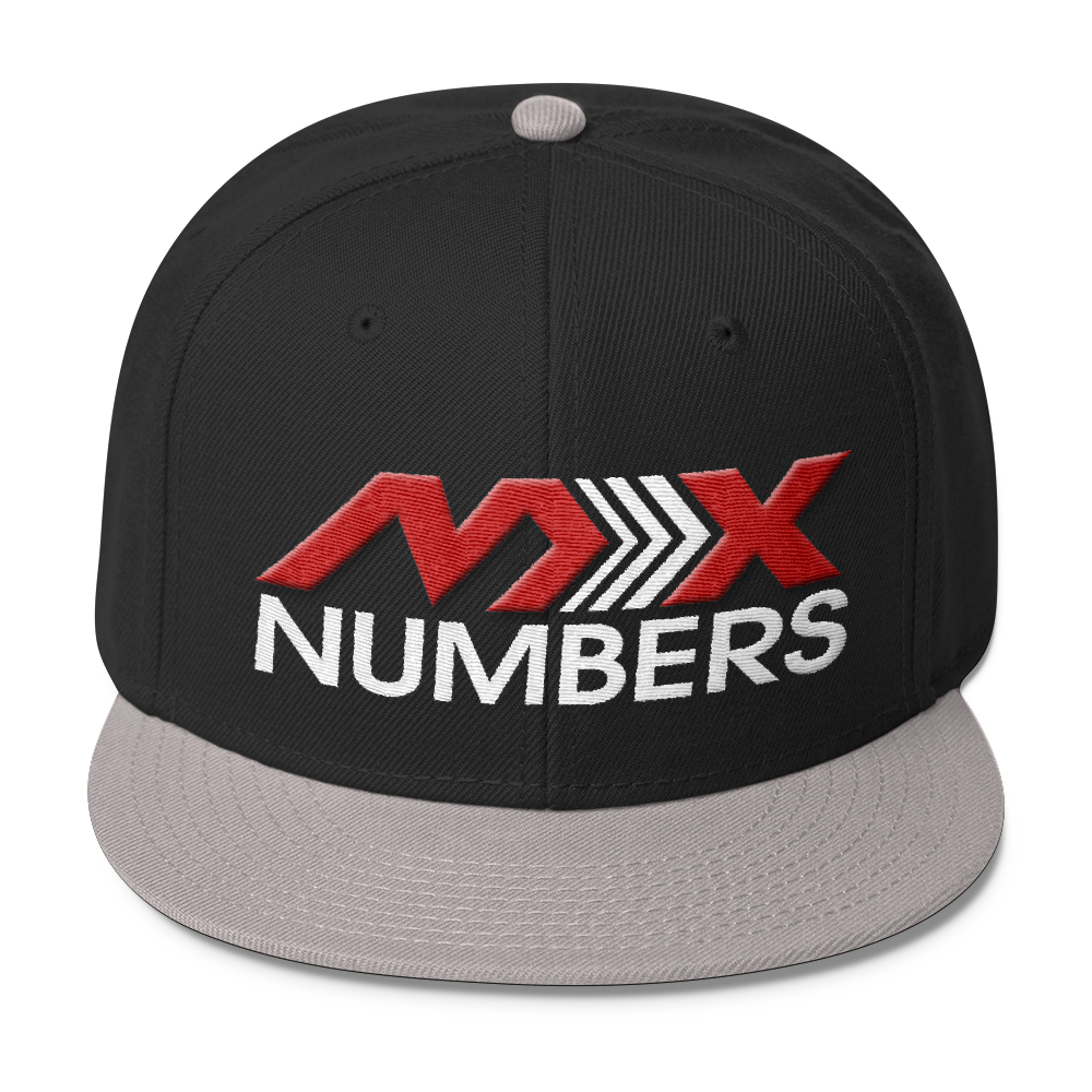 MxNumbers Snapback Hat with Gray Undervisor- Red with White Arrow Logo - MxNumbers