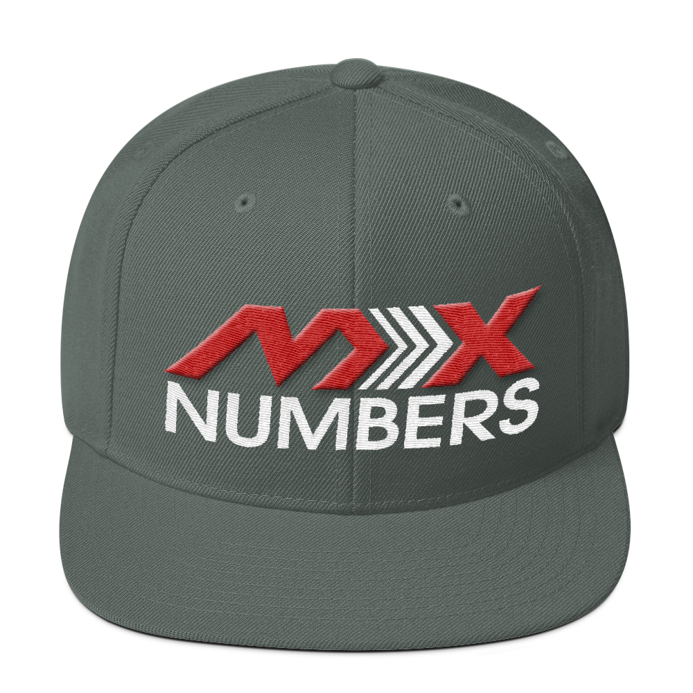 MxNumbers Snapback Hat with Green Undervisor- Red with White Arrow Logo - MxNumbers