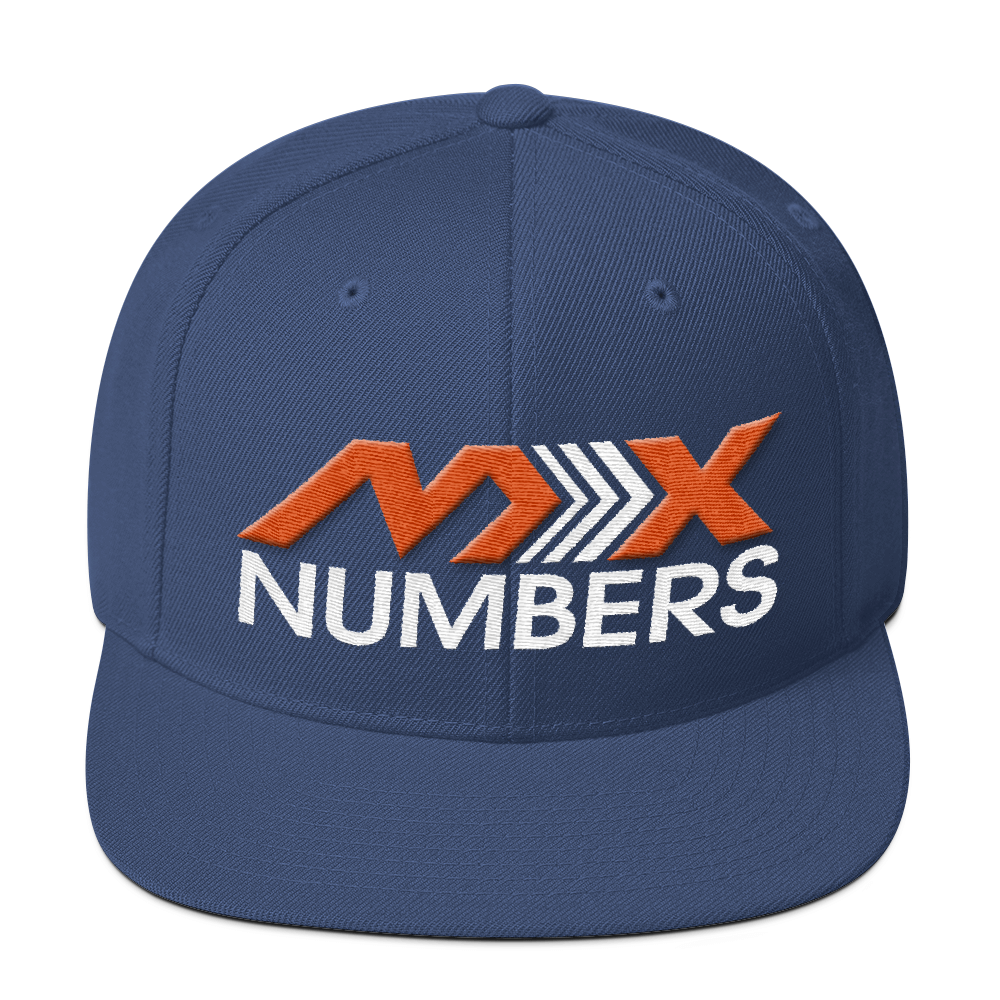 MxNumbers Snapback Hat with Green Undervisor- Orange with White Arrow Logo - MxNumbers