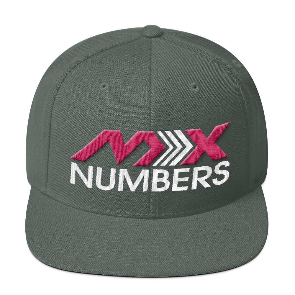 MxNumbers Snapback Hat with Green Undervisor- Pink with White Arrow Logo - MxNumbers