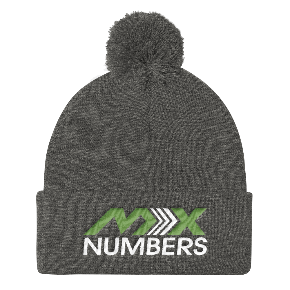 Pom Pom Knit Beanie - Kiwi Green with White Arrow Logo - MxNumbers