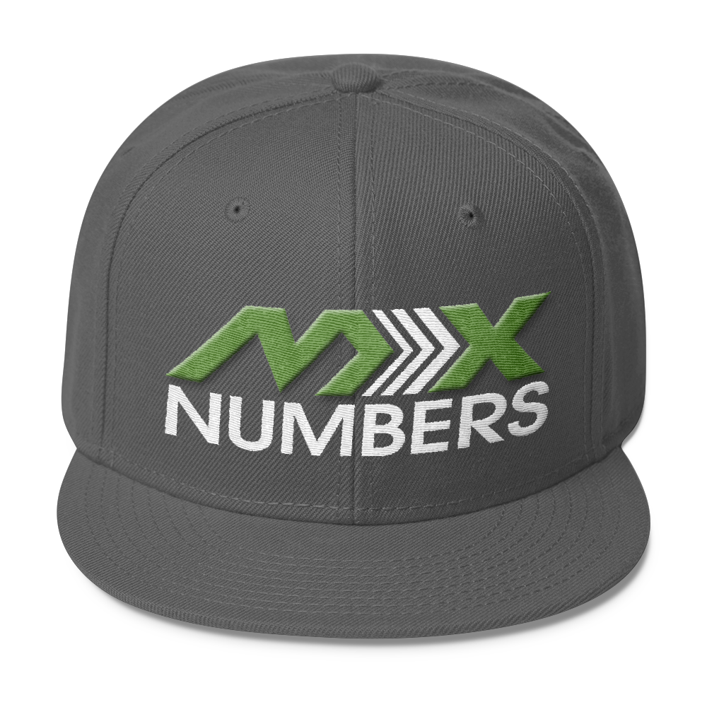 MxNumbers Snapback Hat with Gray Undervisor- Kiwi Green with White Arrow Logo - MxNumbers