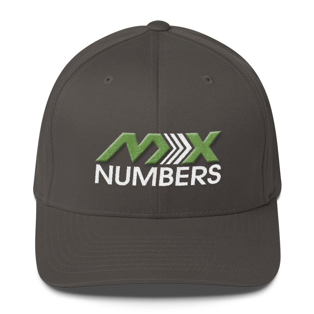 MxNumbers Flexfit Hat with Gray Undervisor- Kiwi Green with White Arrow Logo - MxNumbers