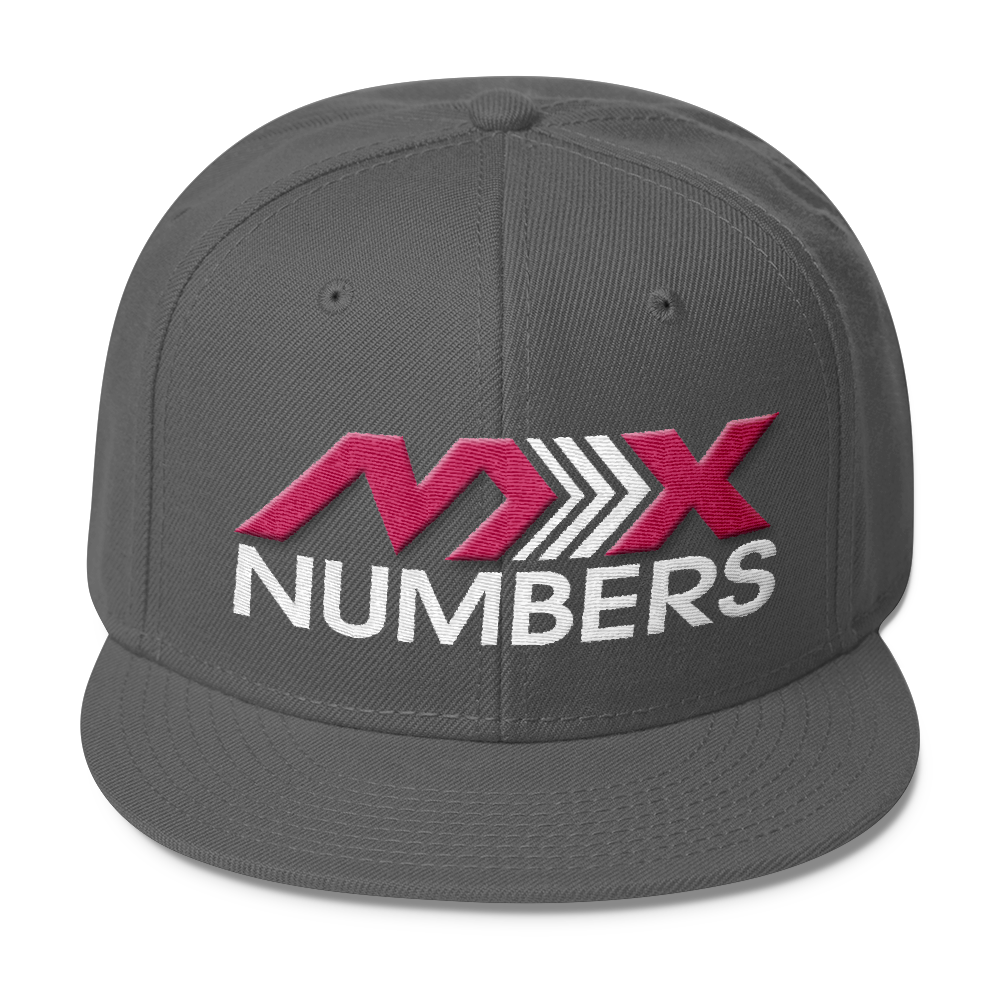 MxNumbers Snapback Hat with Gray Undervisor- Pink with White Arrow Logo - MxNumbers