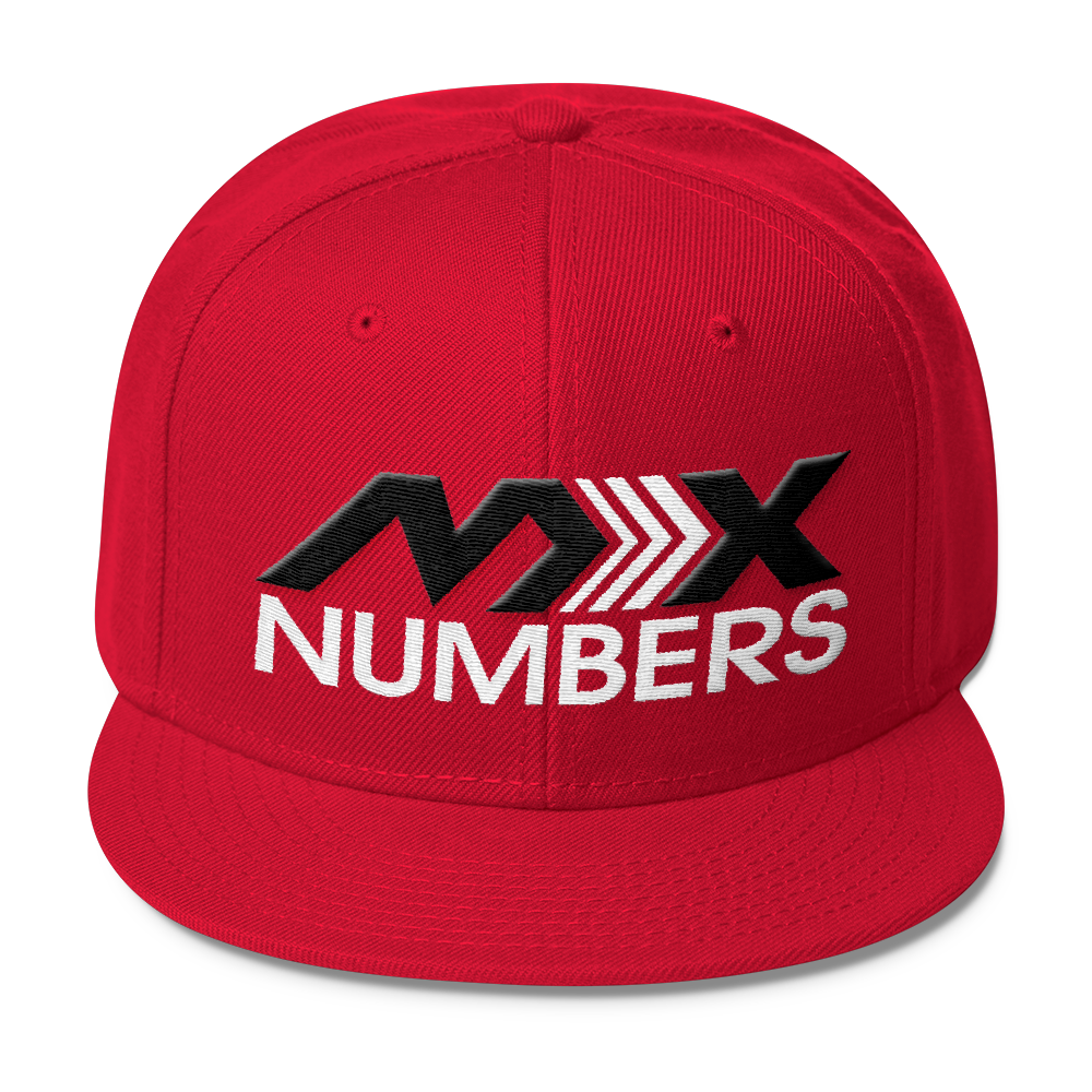 MxNumbers Snapback Hat with Gray Undervisor- Black with White Arrow Logo - MxNumbers