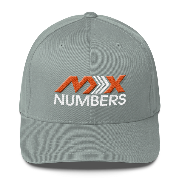 MxNumbers Flexfit Hat with Gray Undervisor- Orange with White Arrow Logo - MxNumbers