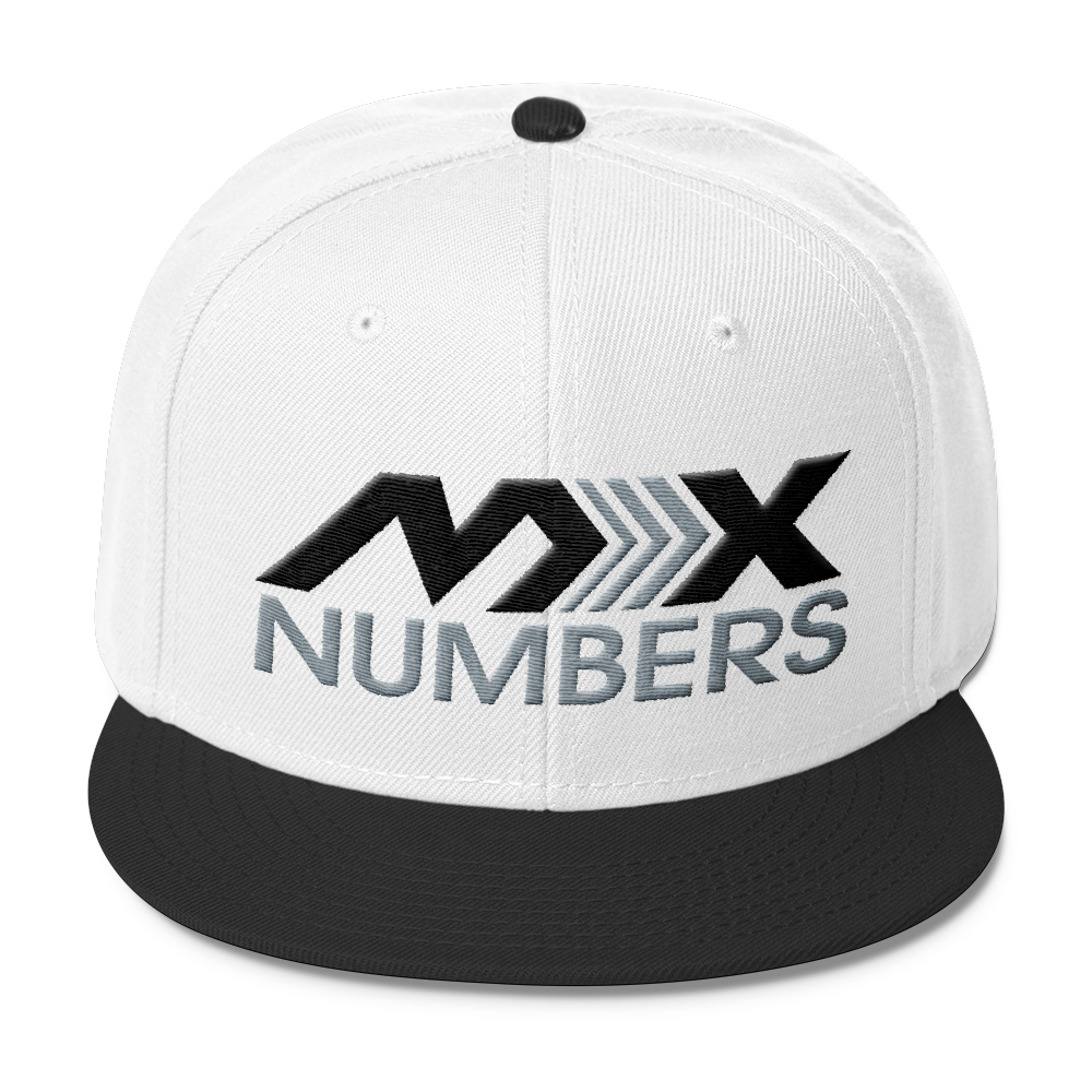 MxNumbers Snapback Hat with Gray Undervisor- Black with Gray Arrow Logo - MxNumbers