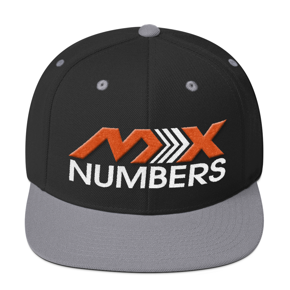 MxNumbers Snapback Hat with Green Undervisor- Orange with White Arrow Logo - MxNumbers