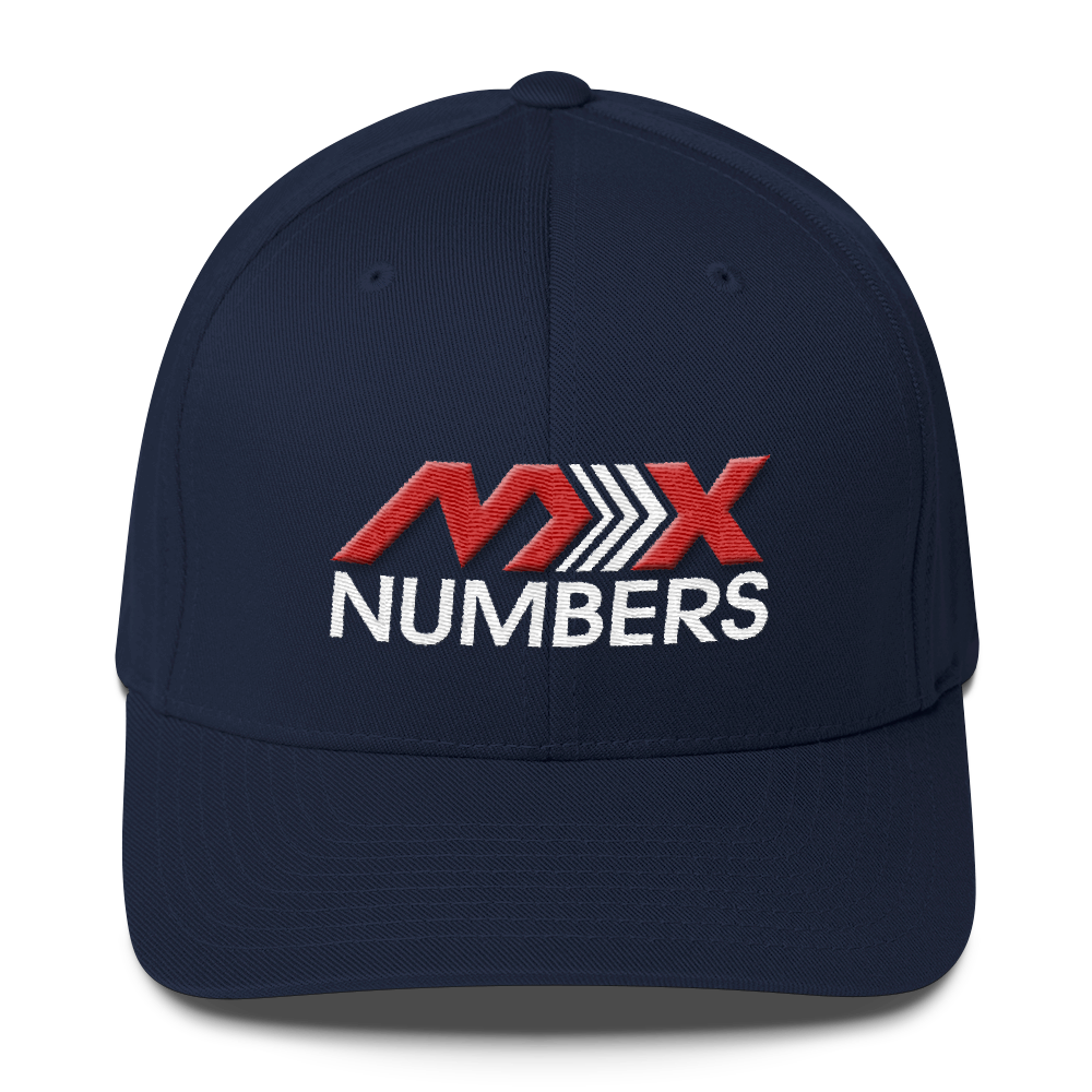 MxNumbers Flexfit Hat with Gray Undervisor- Red with White Arrow Logo - MxNumbers