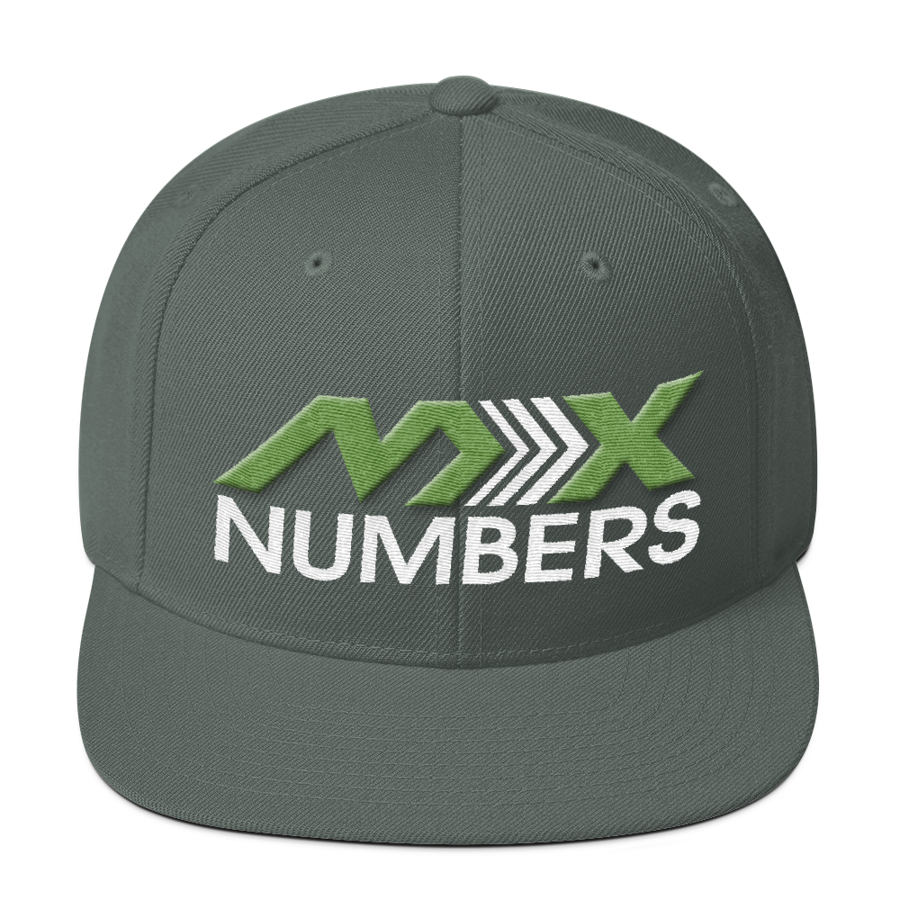 MxNumbers Snapback Hat with Green Undervisor- Kiwi Green with White Arrow Logo - MxNumbers