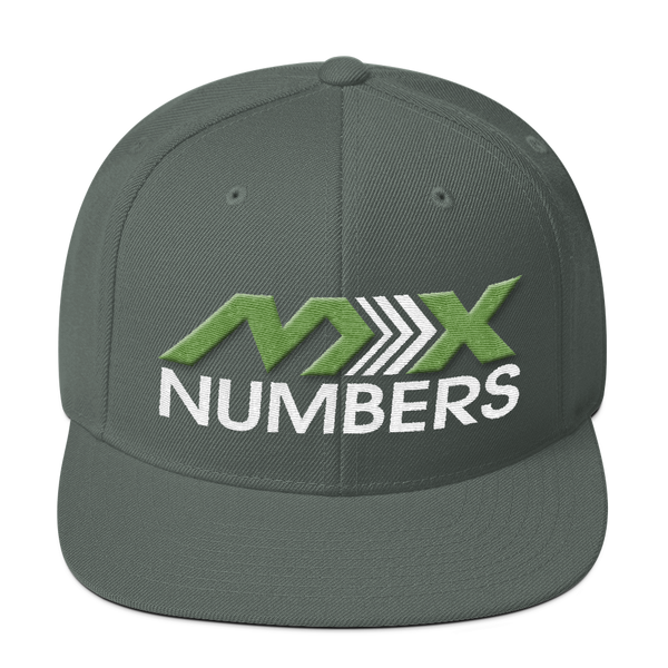 MxNumbers Snapback Hat with Green Undervisor- Kiwi Green with White Arrow Logo - MxNumbers