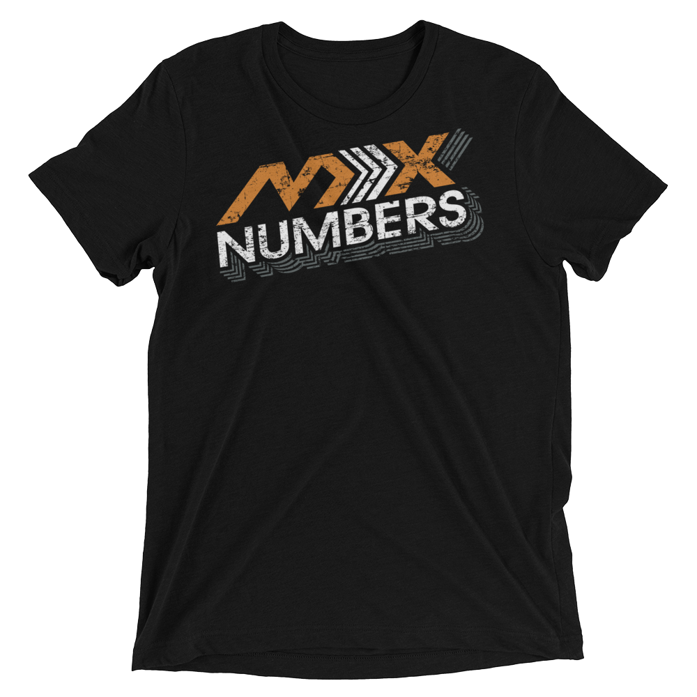 MxNumbers Vintage Distressed T-Shirt- Arrow Style- Orange - White- Unisex -Tri Blend