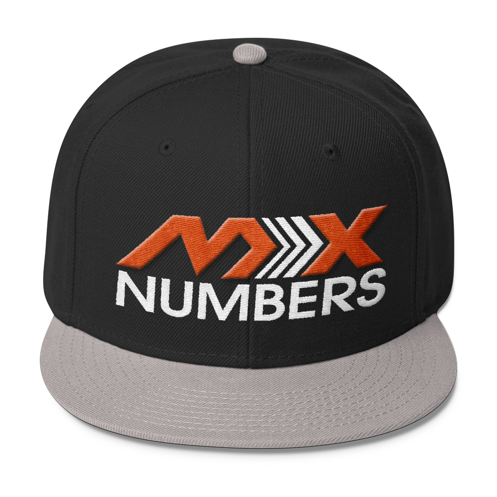 MxNumbers Snapback Hat with Gray Undervisor- Orange with White Arrow Logo - MxNumbers