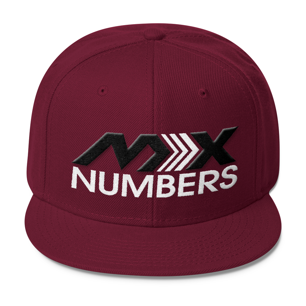 MxNumbers Snapback Hat with Gray Undervisor- Black with White Arrow Logo - MxNumbers