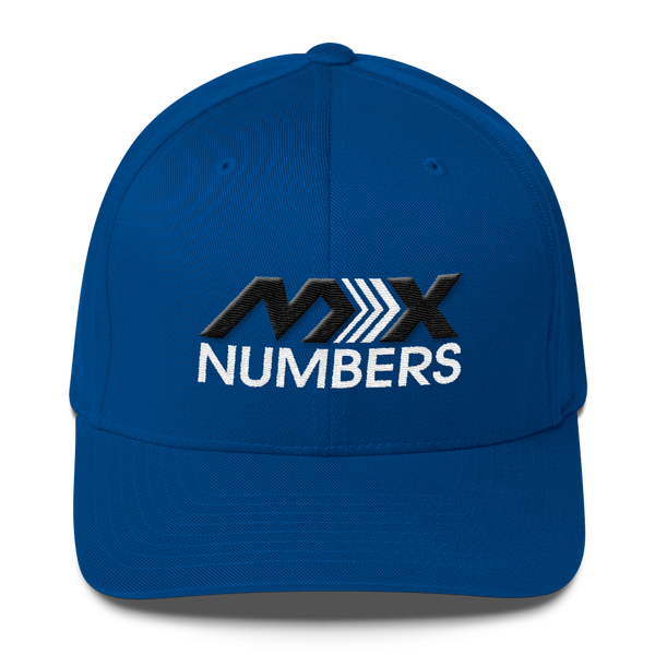MxNumbers Flexfit Hat with Gray Undervisor- Black with White Arrow Logo - MxNumbers