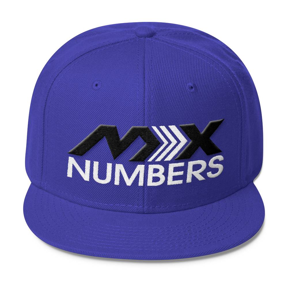 MxNumbers Snapback Hat with Gray Undervisor- Black with White Arrow Logo - MxNumbers