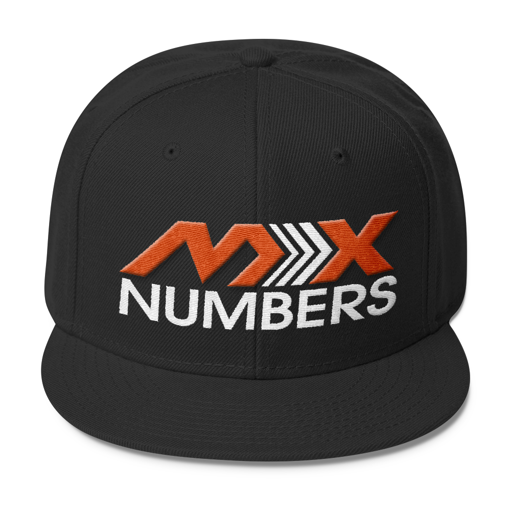 MxNumbers Snapback Hat with Gray Undervisor- Orange with White Arrow Logo - MxNumbers