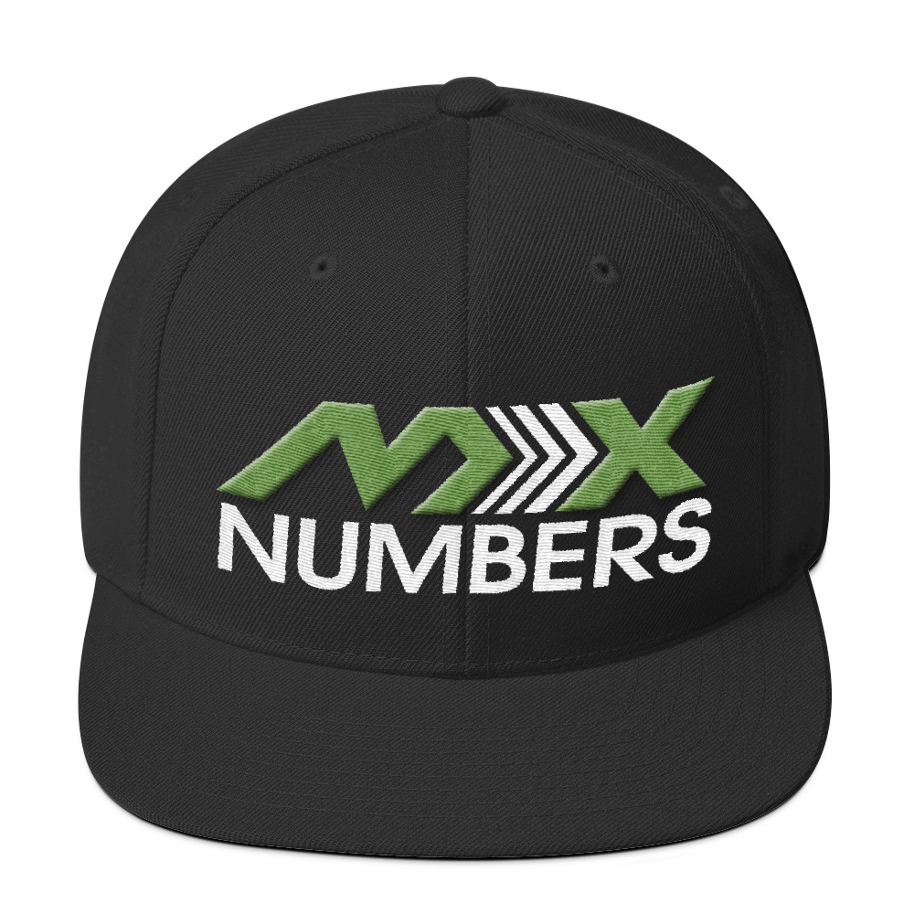 MxNumbers Snapback Hat with Green Undervisor- Kiwi Green with White Arrow Logo - MxNumbers