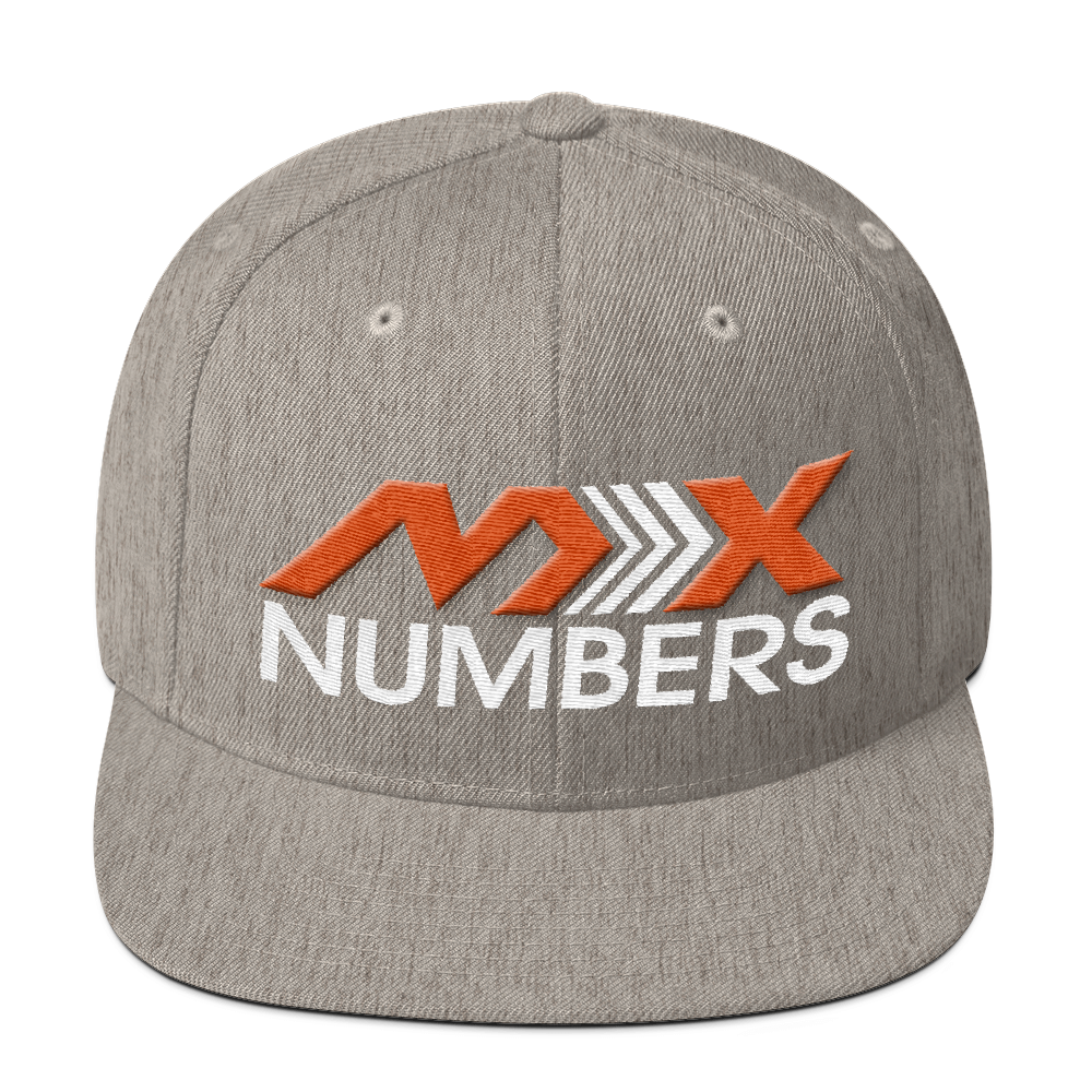 MxNumbers Snapback Hat with Green Undervisor- Orange with White Arrow Logo - MxNumbers