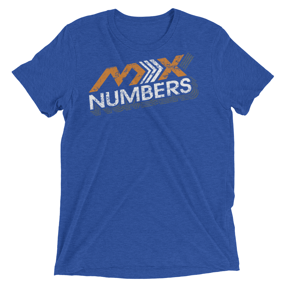 MxNumbers Vintage Distressed T-Shirt- Arrow Style- Orange - White- Unisex -Tri Blend