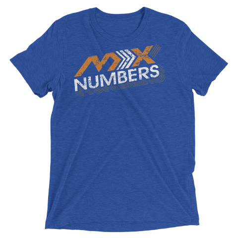 MxNumbers Vintage Distressed T-Shirt- Arrow Style- Orange - White- Unisex -Tri Blend