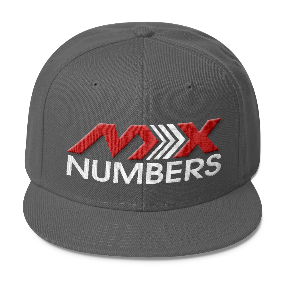MxNumbers Snapback Hat with Gray Undervisor- Red with White Arrow Logo - MxNumbers