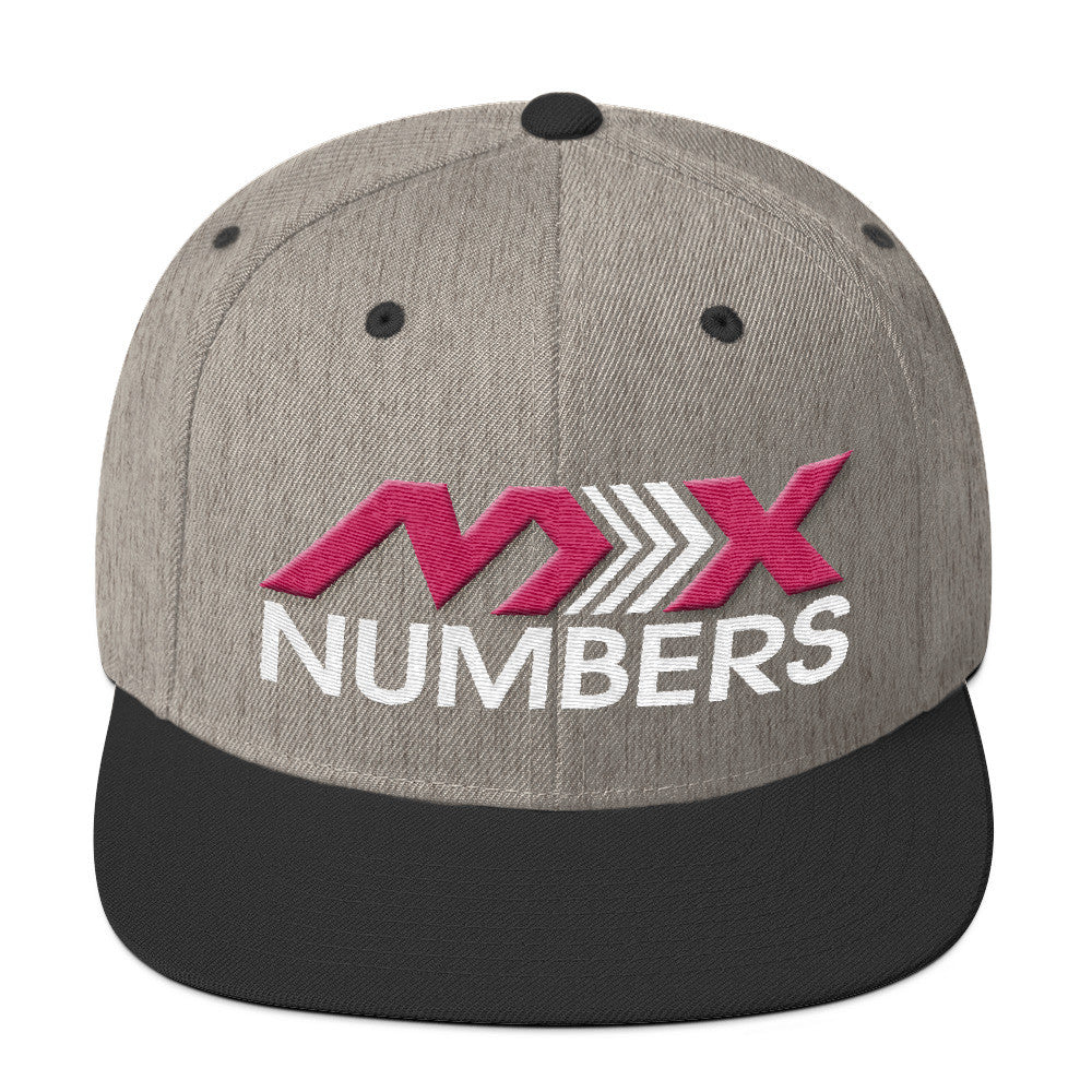 MxNumbers Snapback Hat with Green Undervisor- Pink with White Arrow Logo - MxNumbers