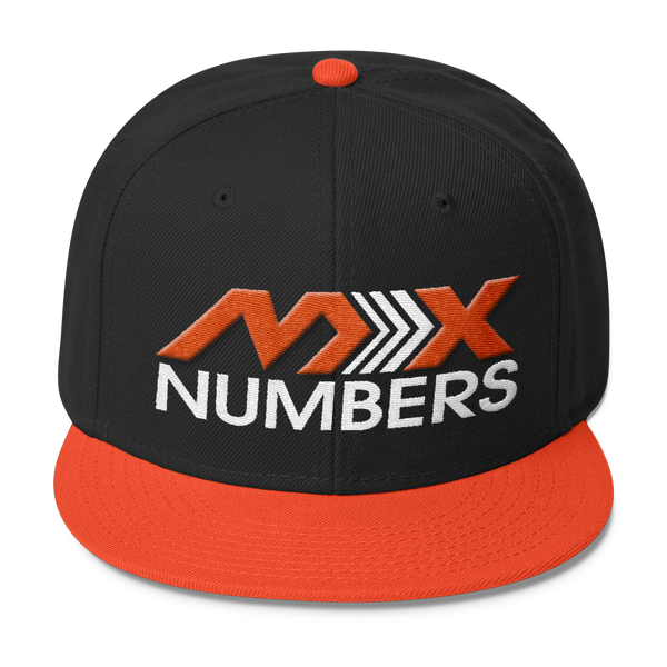 MxNumbers Snapback Hat with Gray Undervisor- Orange with White Arrow Logo - MxNumbers