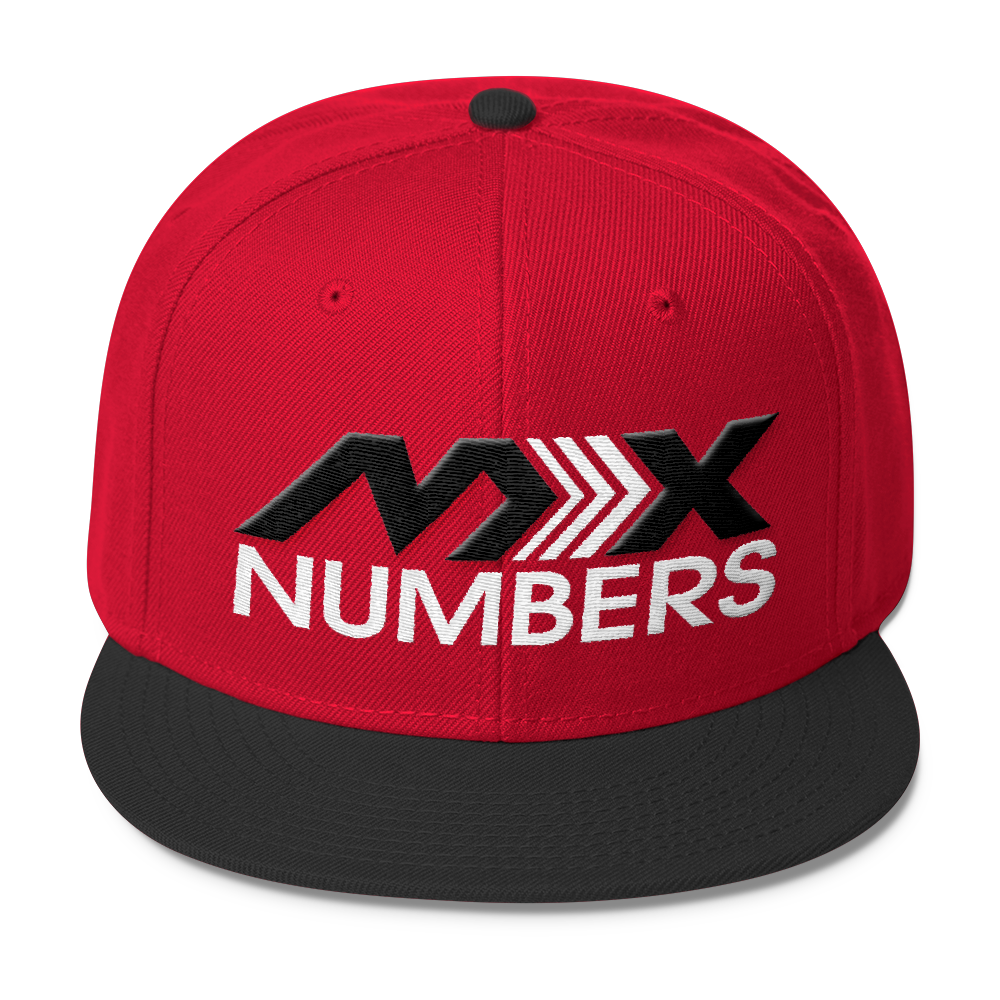 MxNumbers Snapback Hat with Gray Undervisor- Black with White Arrow Logo - MxNumbers