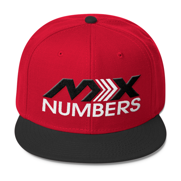 MxNumbers Snapback Hat with Gray Undervisor- Black with White Arrow Logo - MxNumbers