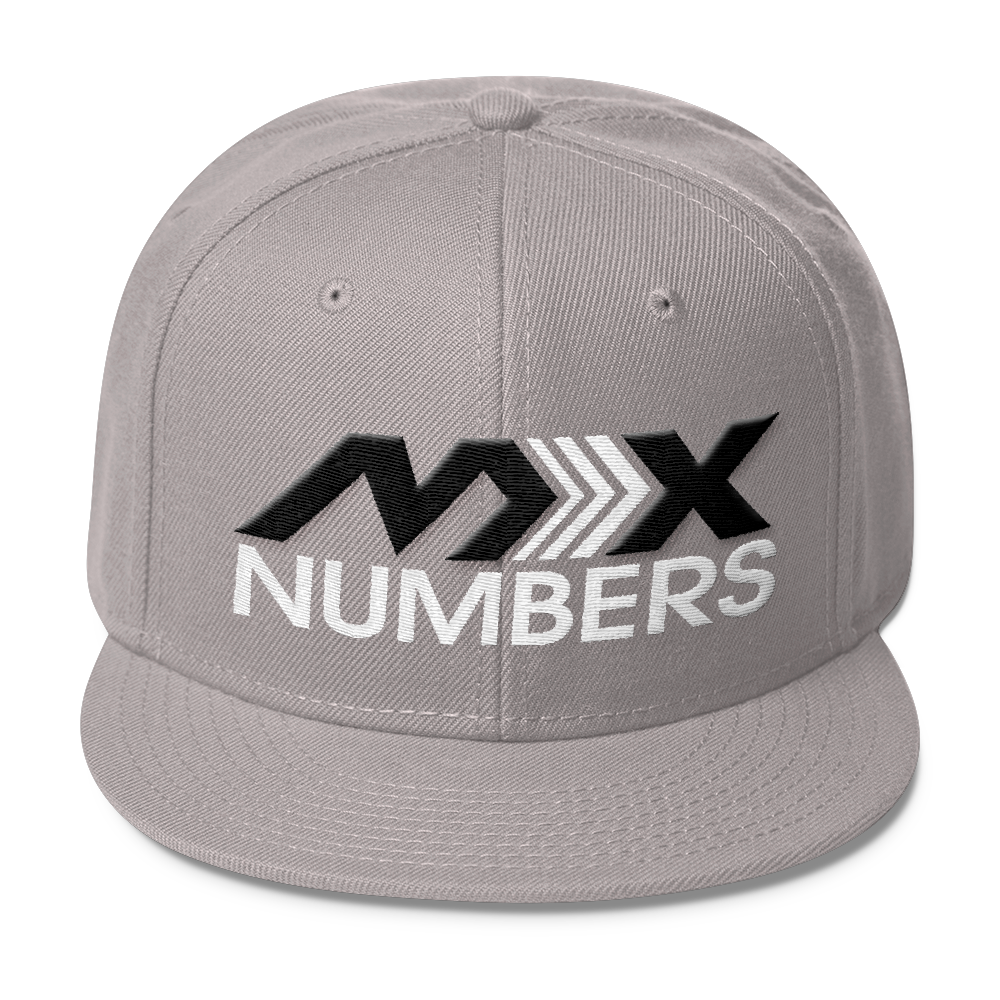 MxNumbers Snapback Hat with Gray Undervisor- Black with White Arrow Logo - MxNumbers