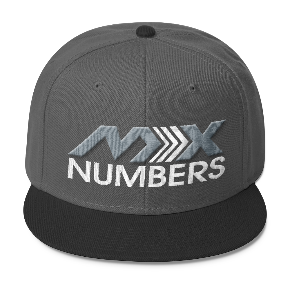 MxNumbers Snapback Hat with Gray Undervisor- Gray with White Arrow Logo - MxNumbers