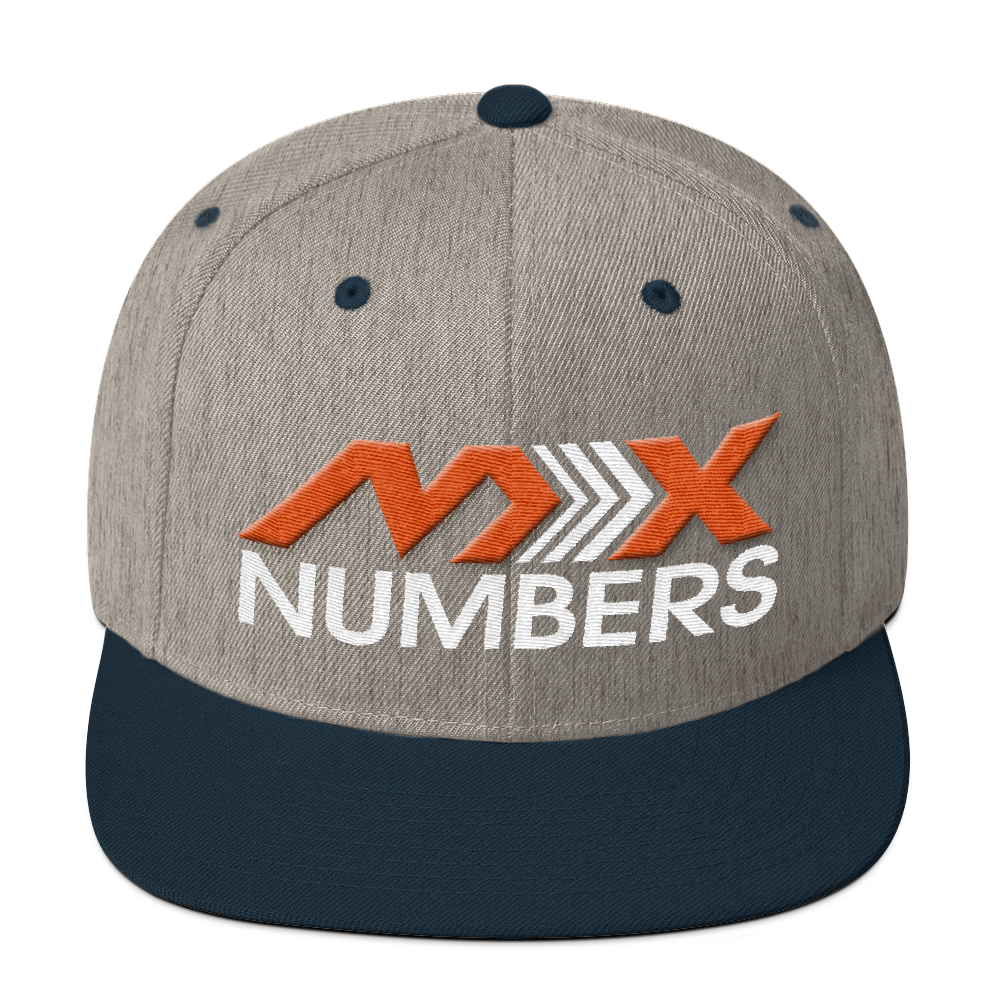 MxNumbers Snapback Hat with Green Undervisor- Orange with White Arrow Logo - MxNumbers