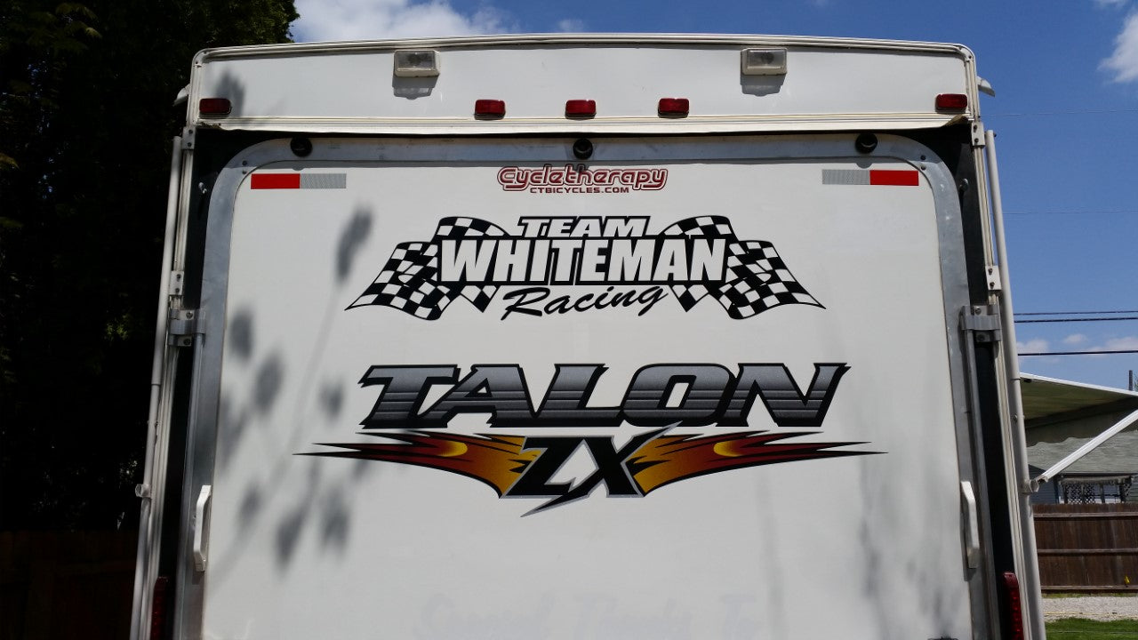 Team Custom Your Name with Race Flag Graphic Single Color